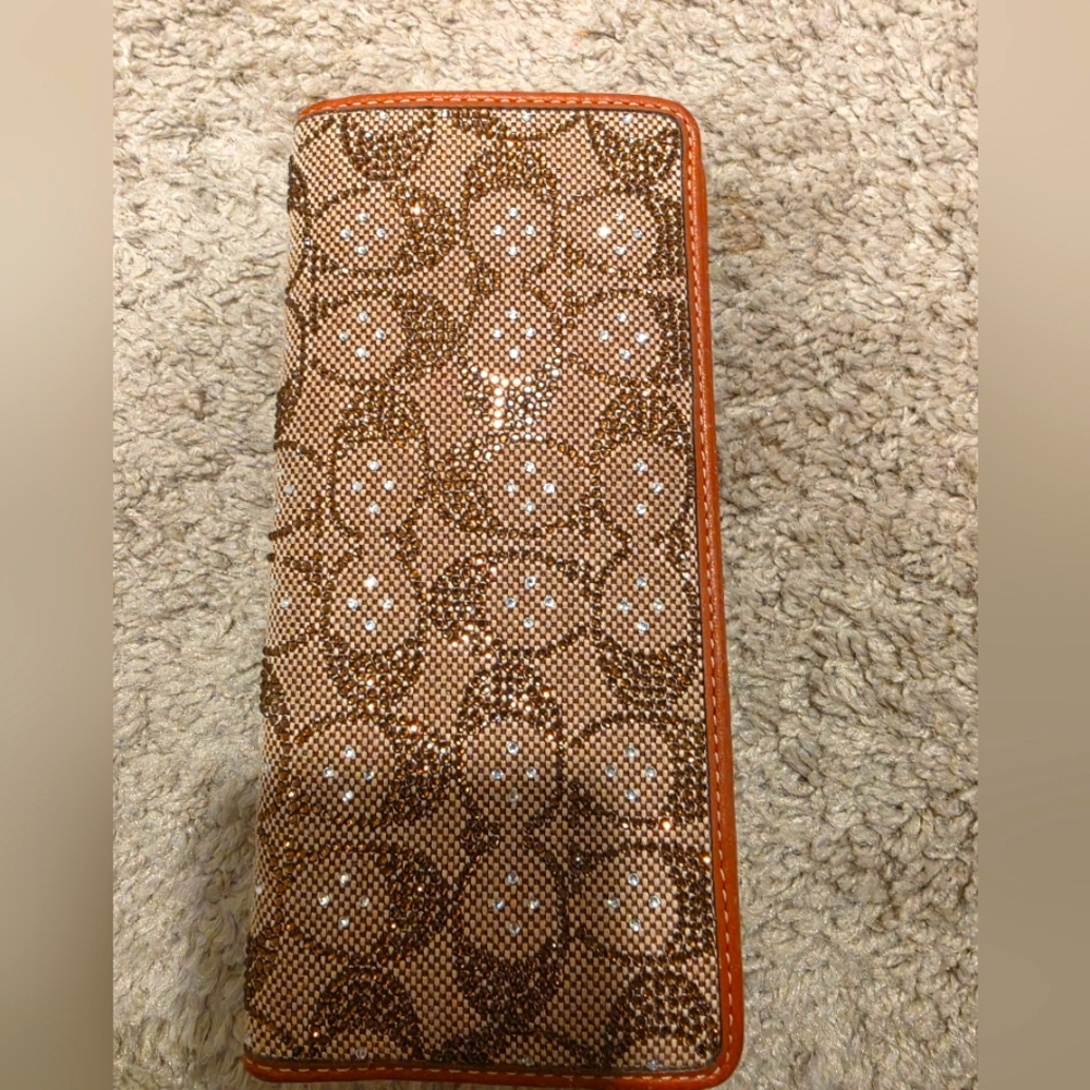 COACH Crystal Signature Jacquard Essential Slim Wallet Burnished Amber